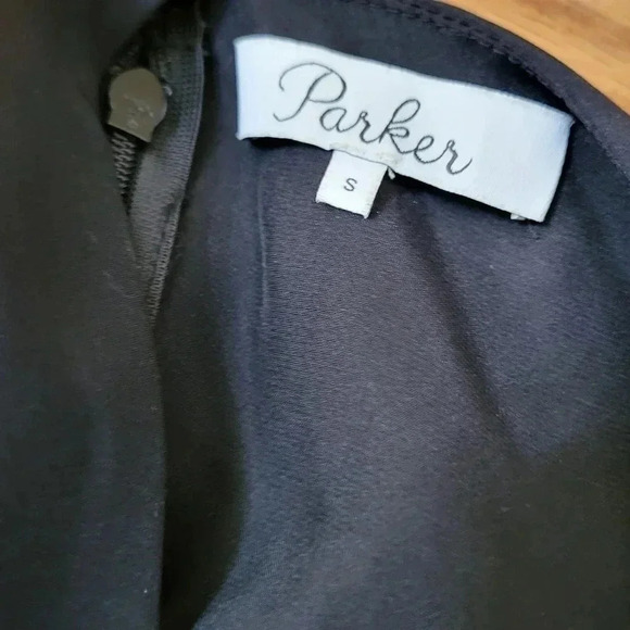 Parker Maxi Dress Silk Abstract Multicolor Pollock Print Ruffle Bottom(S) - Picture 7 of 10